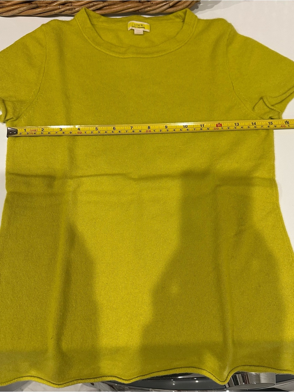 J. Crew 100% cashmere Short Sleeve Sweater Tee burnished citron - Picture 9 of 9